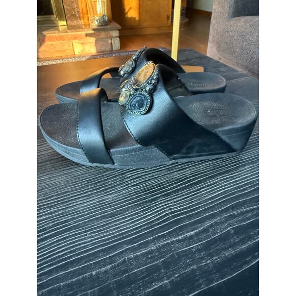 FitFlop Rosa Cluster Gemstone Black Slides Sz. 7 - Picture 8 of 8